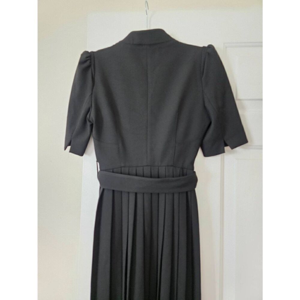 Karen millen Tailored Structured Crepe Forever Pleat Belted Midi Dress US 6 $399 - Picture 9 of 12